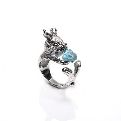 BLUE APATITE BUNNY RING